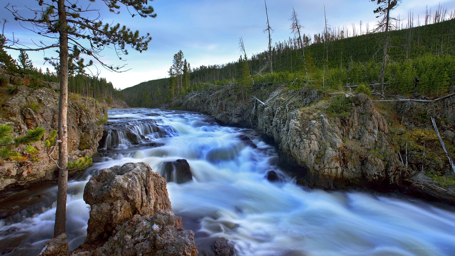 river flowing through rocky canyon