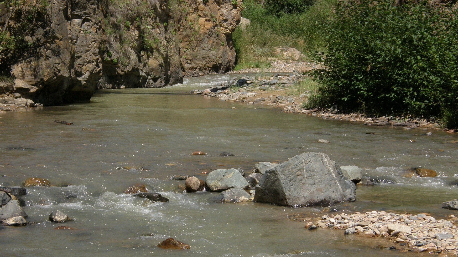 River flowing through rocky canyon