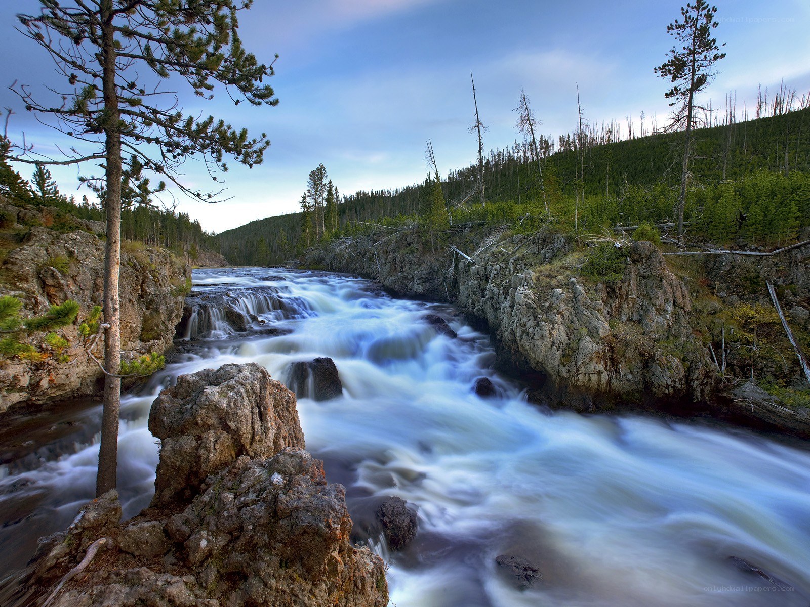 River flowing through rocky canyon