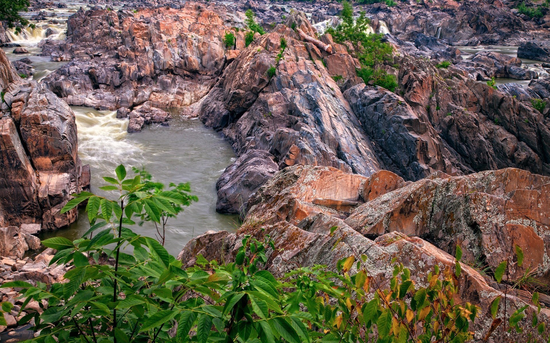 River flowing through rocky canyon