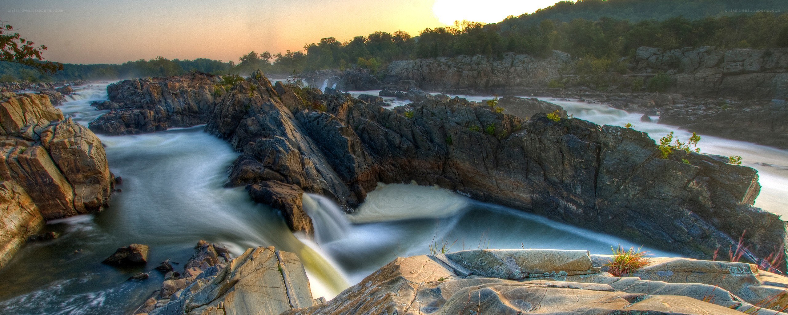 River flowing through rocky gorge