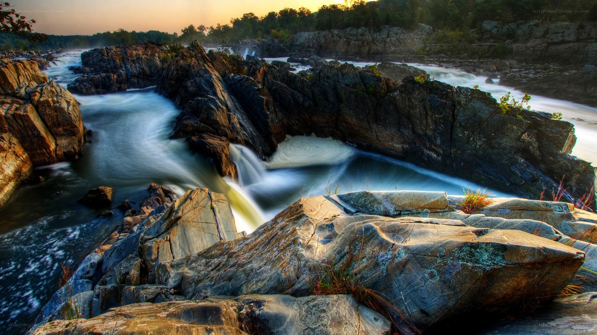 River flowing through rocky gorge