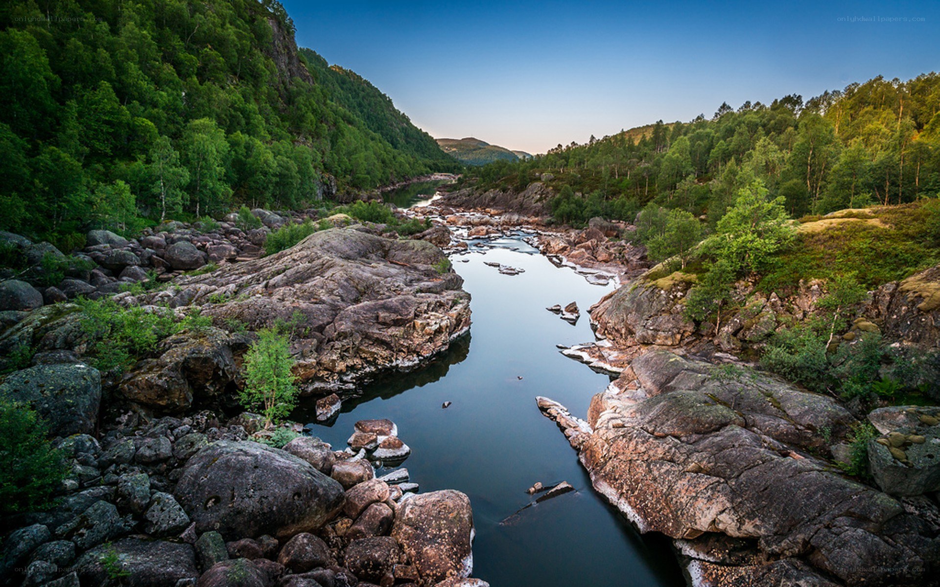 River flowing through rocky valley