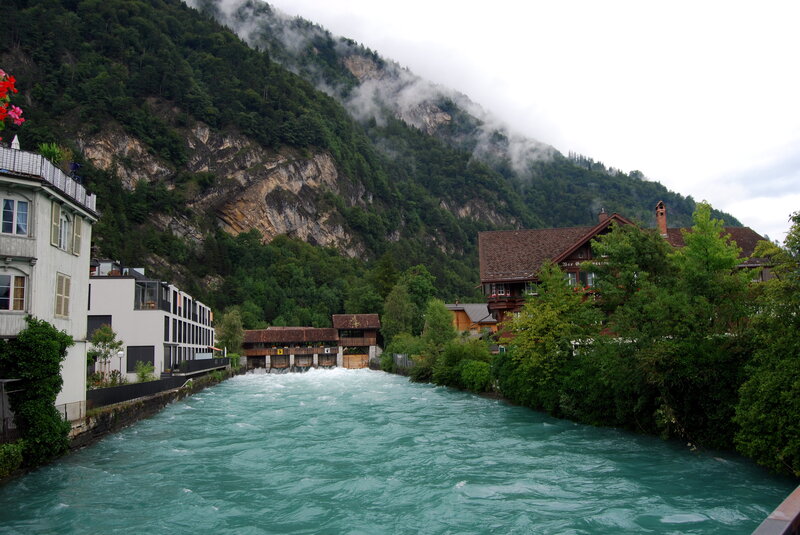 River Flowing Through Town — Green