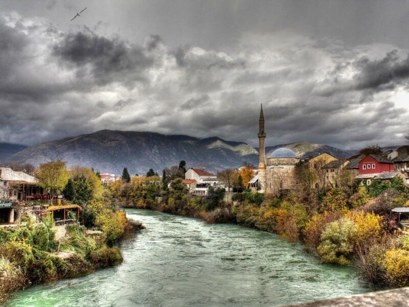 River Flowing Through Town