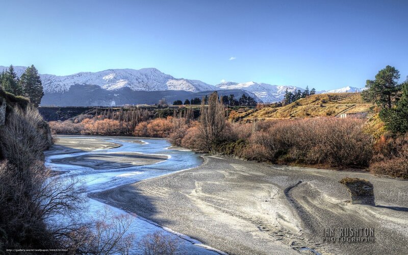 River Flowing Through Valley — Blue, Serene, Autumn