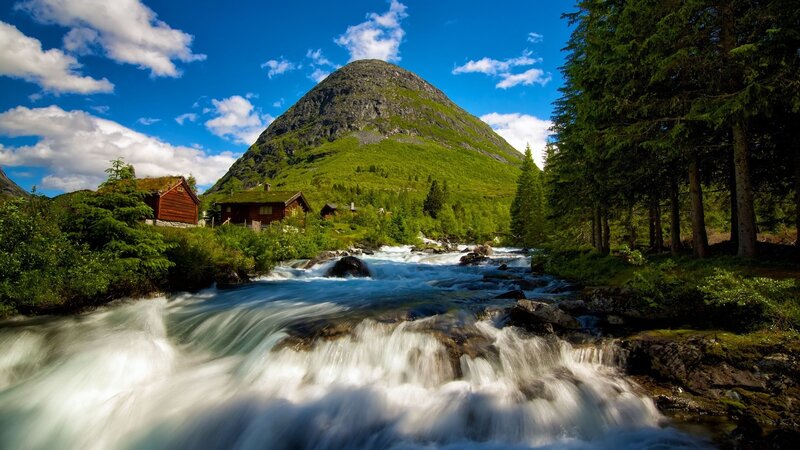 River Flowing Through Valley — Mountain