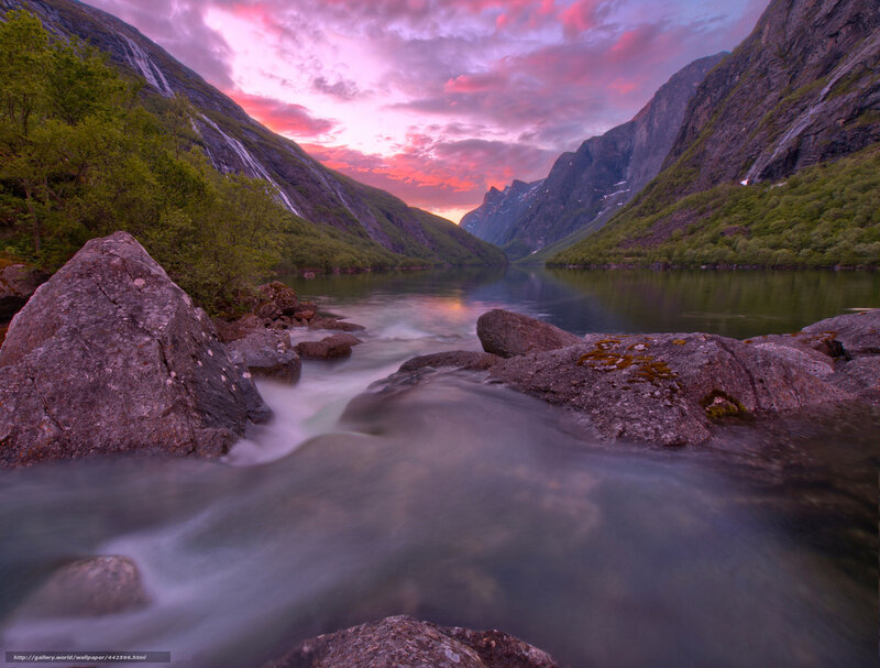 River Flowing Through Valley — Pink