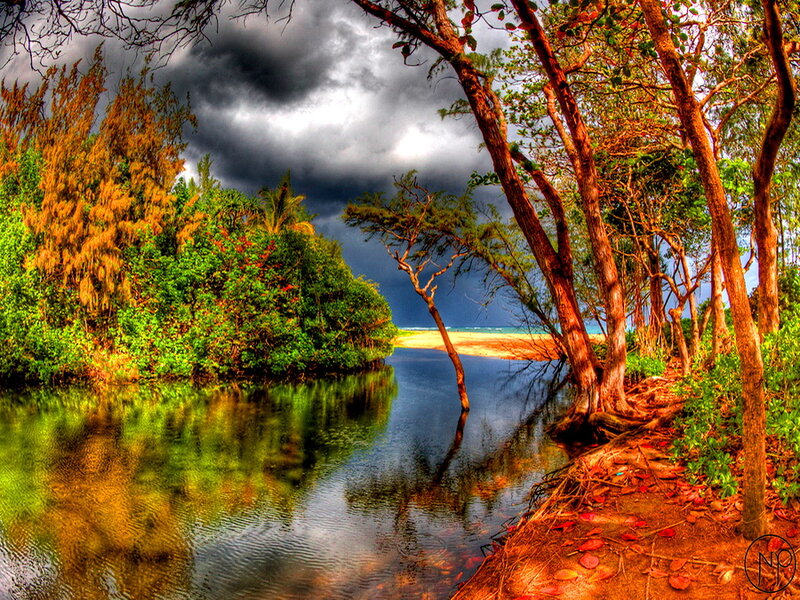 River Flowing to Beach