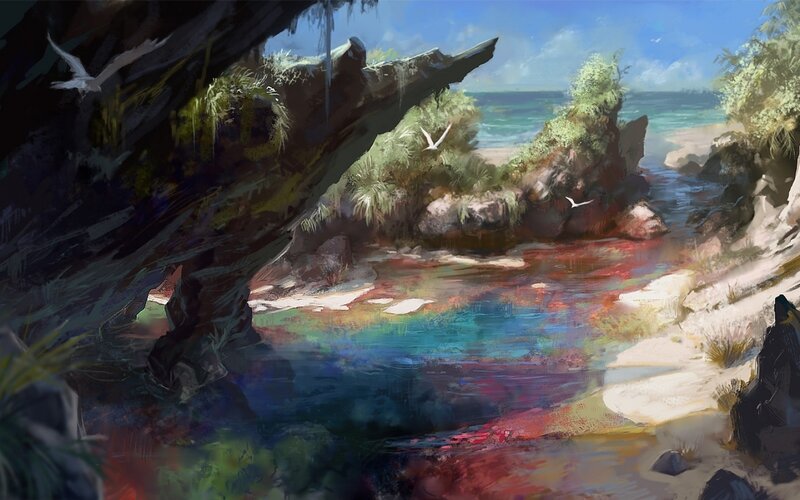 River Flowing to Ocean — Blue, Serene, Afternoon