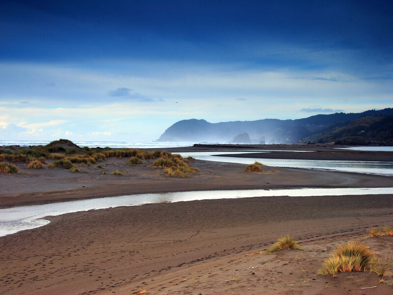 River Flowing to Ocean — Blue, Serene