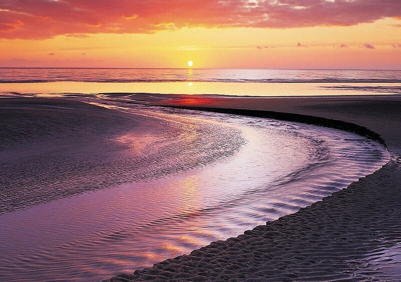 River Flowing to Ocean — Orange