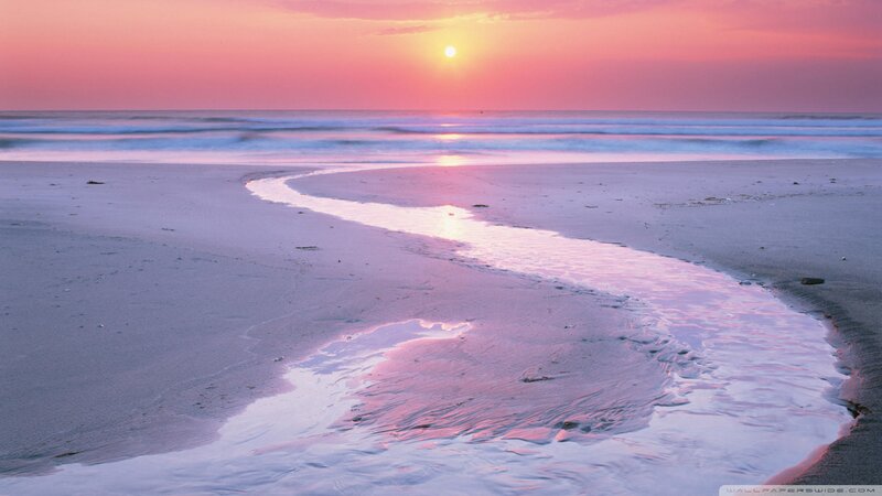 River Flowing to Ocean — Pink, Serene