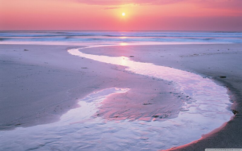 River Flowing to Ocean — Pink