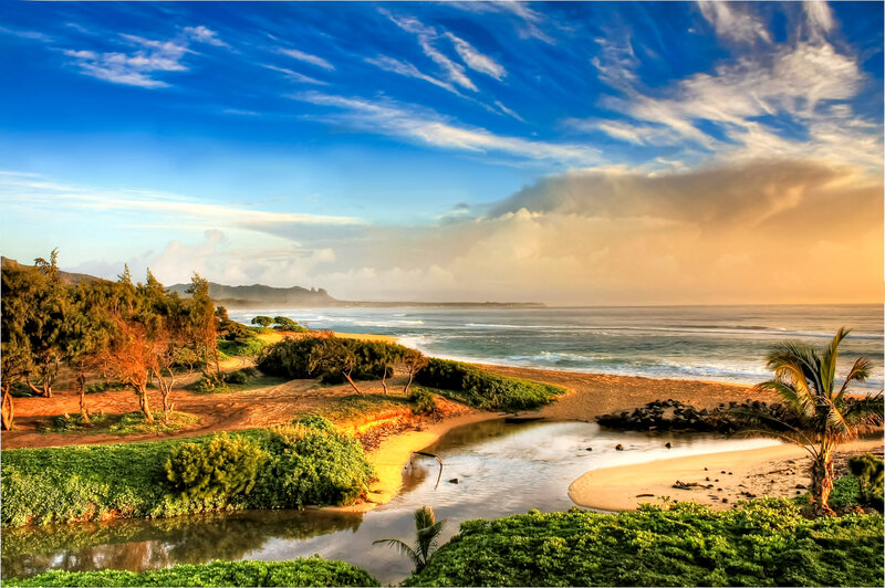 River Flowing to Ocean