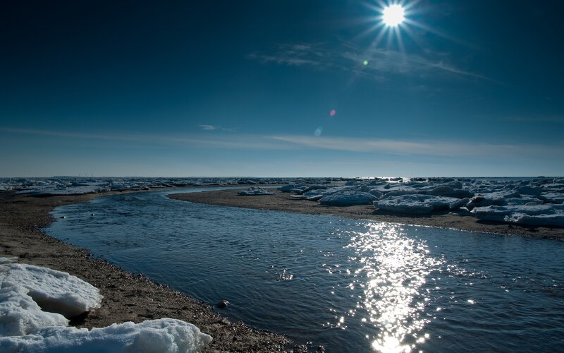 River Flowing to Sea — Blue, Dramatic