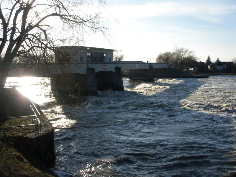 River flowing under a dam