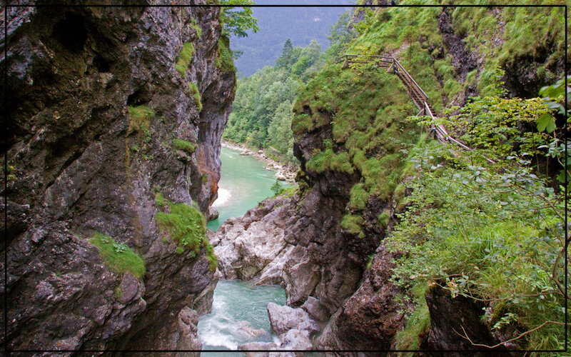 river gorge with wooden walkway
