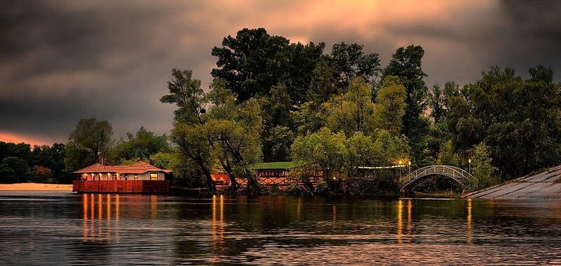 River house at dusk