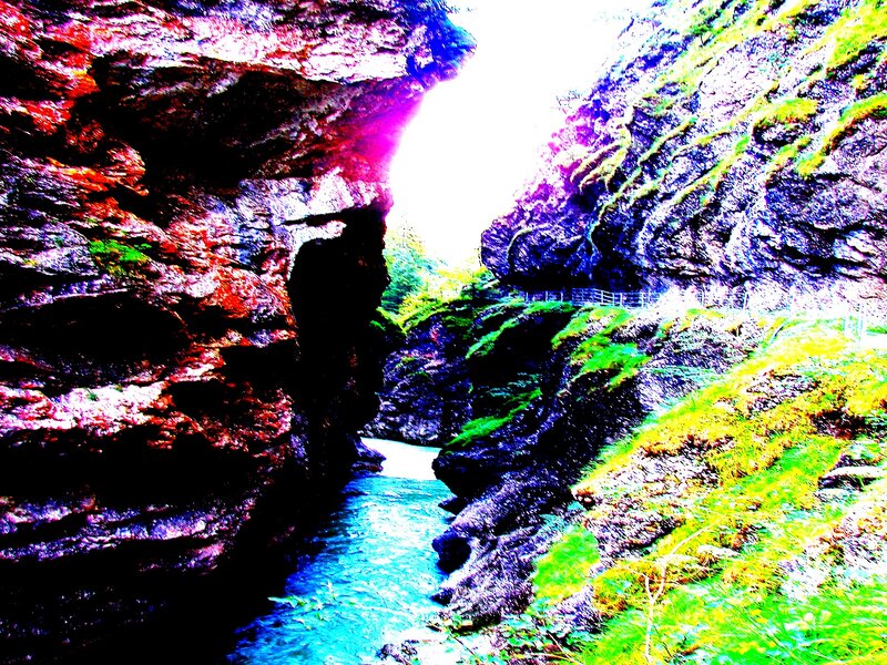 River in a Canyon — Blue, Dramatic, Photograph