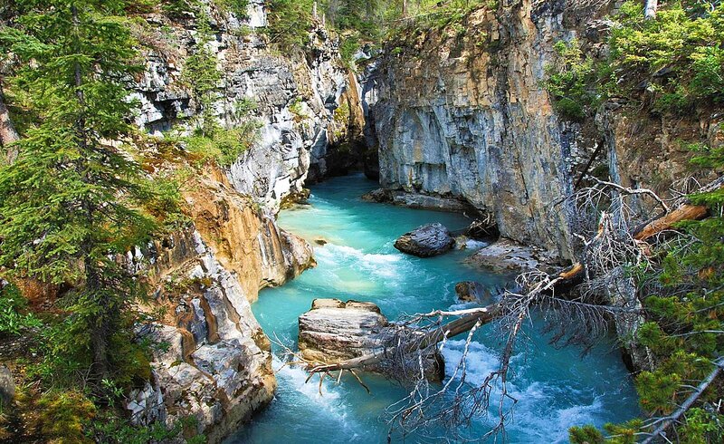 River in a Canyon — Blue, Natural