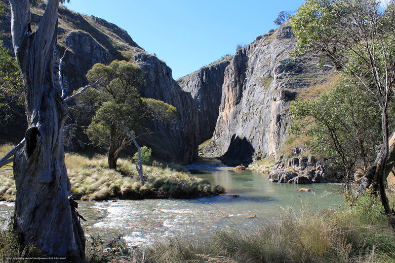River in a Canyon — Blue, Serene, Afternoon