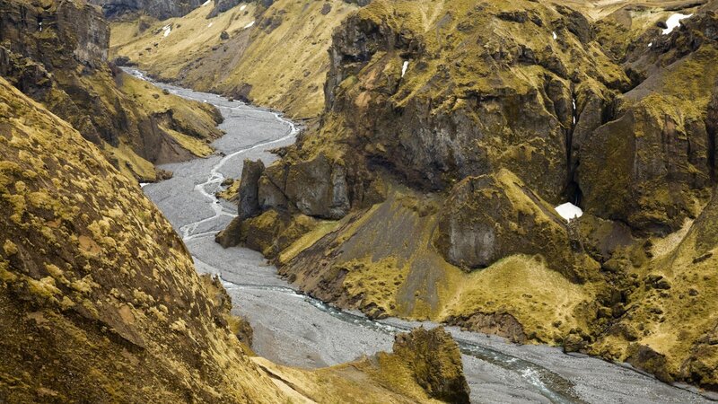 River in a Canyon — Green, Dramatic, Photograph, Moss
