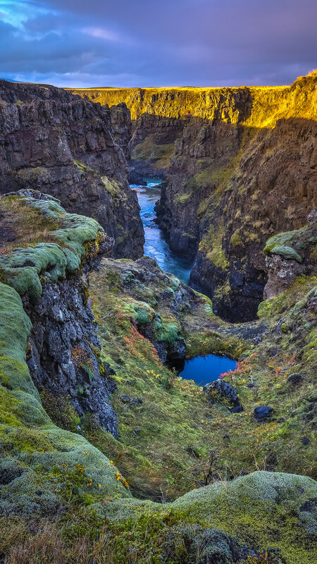 River in a Canyon — Green, Dramatic, Sunset