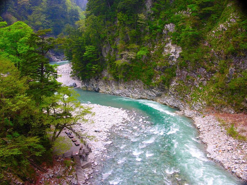 River in a Canyon — Green, Serene, Spring