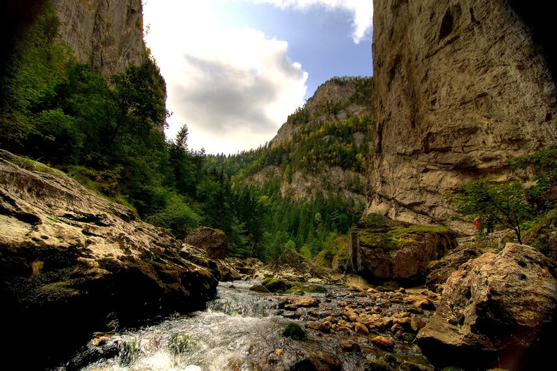 River in a Canyon — Green, Serene