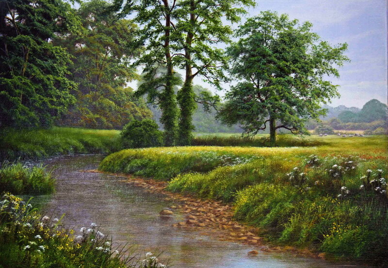 River in a Green Field — Serene