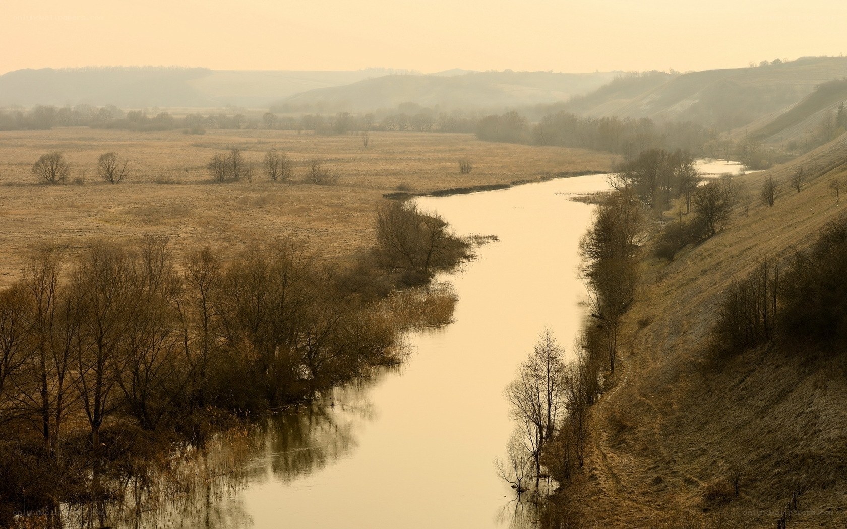 River in a hazy landscape