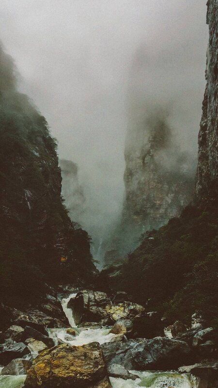 River in a Misty Canyon