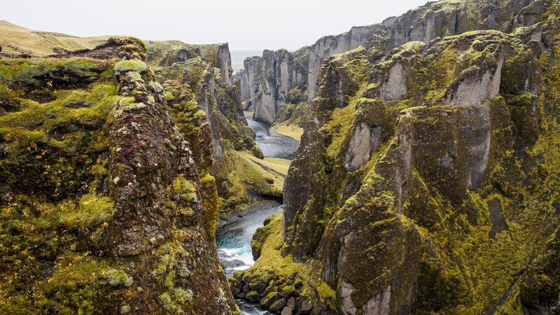 River in a Mossy Canyon — Green