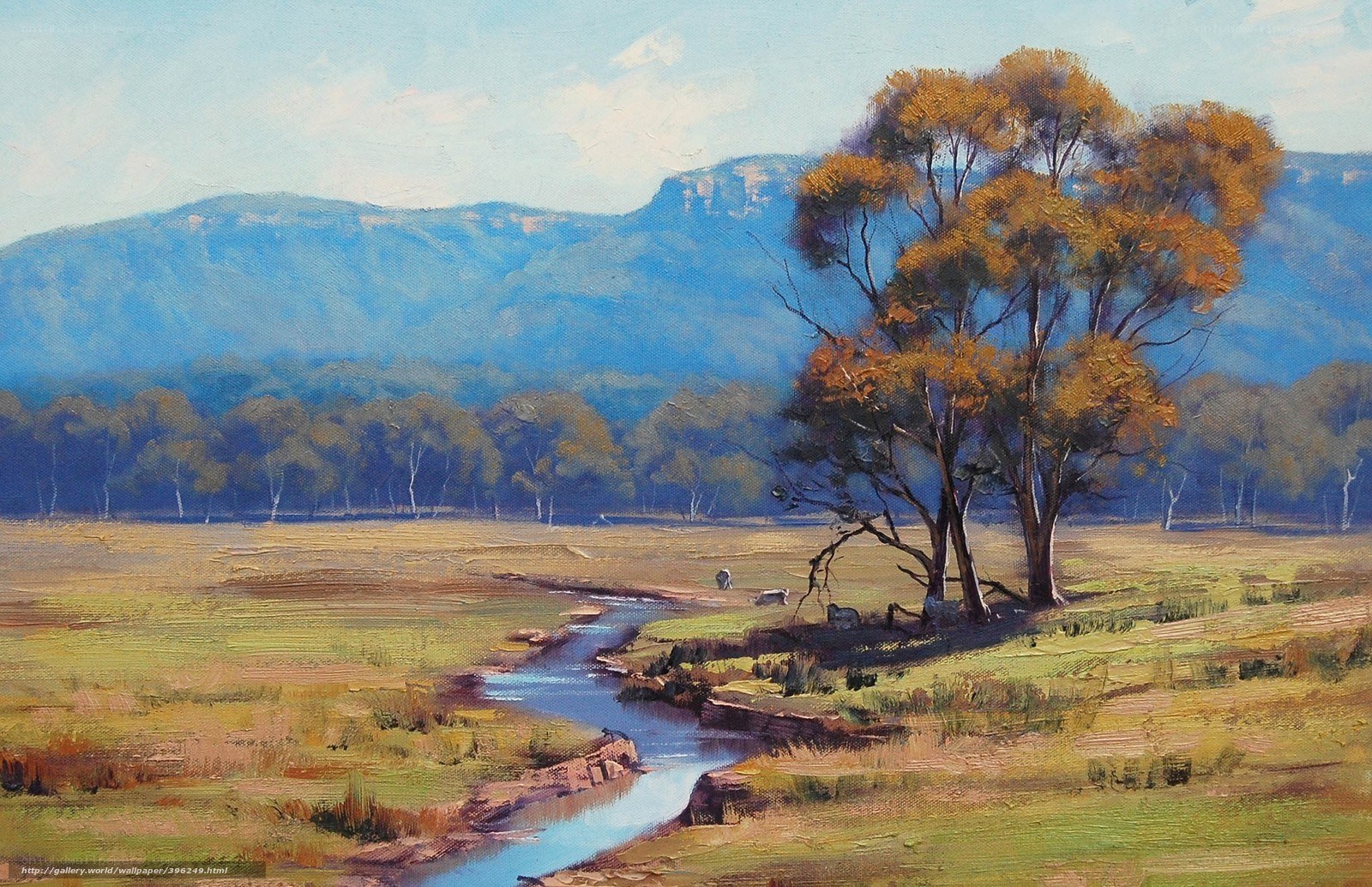 River in a pastoral landscape
