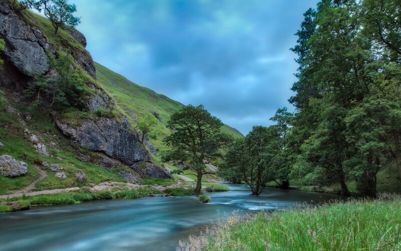 River in a Valley — Green, Serene, Morning