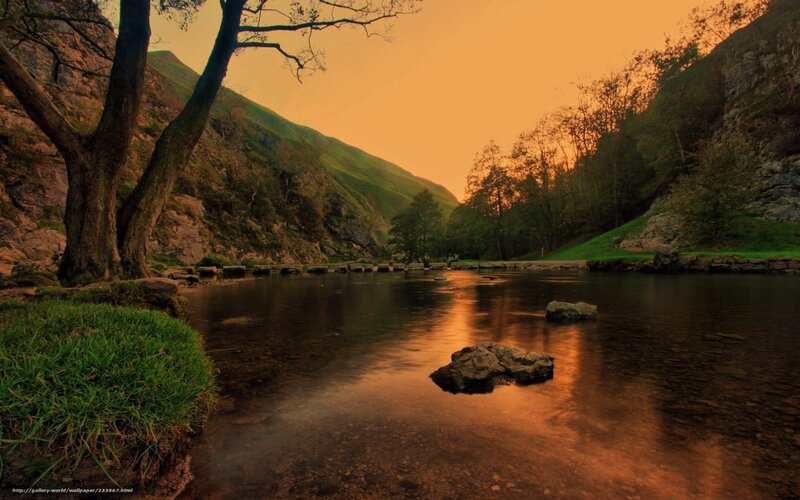 River in a Valley — Orange