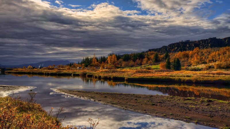 River in Autumn Landscape — Blue, Dramatic