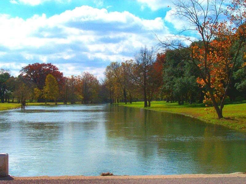 River in Autumn Park — Blue