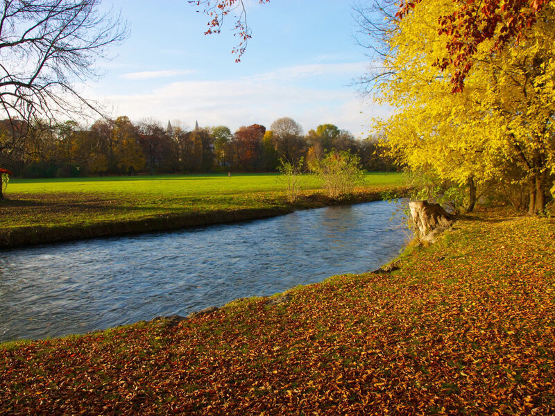 River in Autumn Park — Yellow, Serene