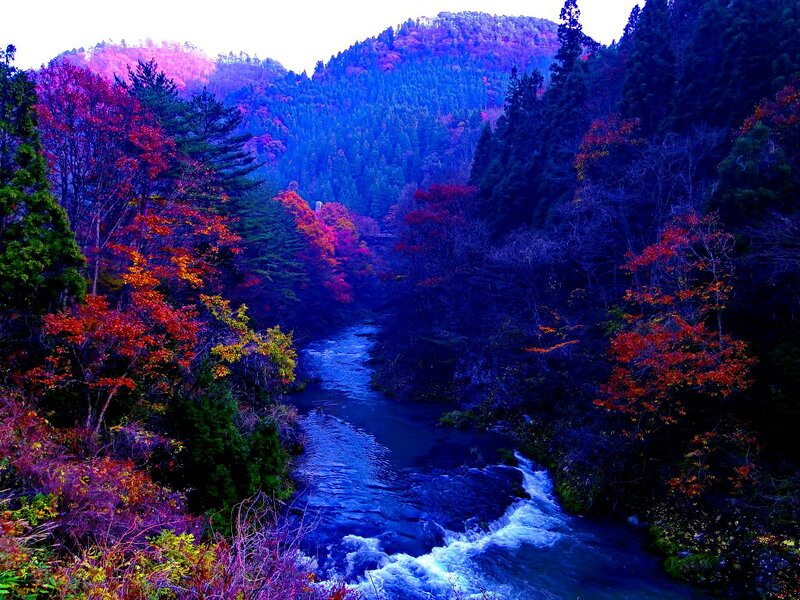 River in Autumn Valley — Blue