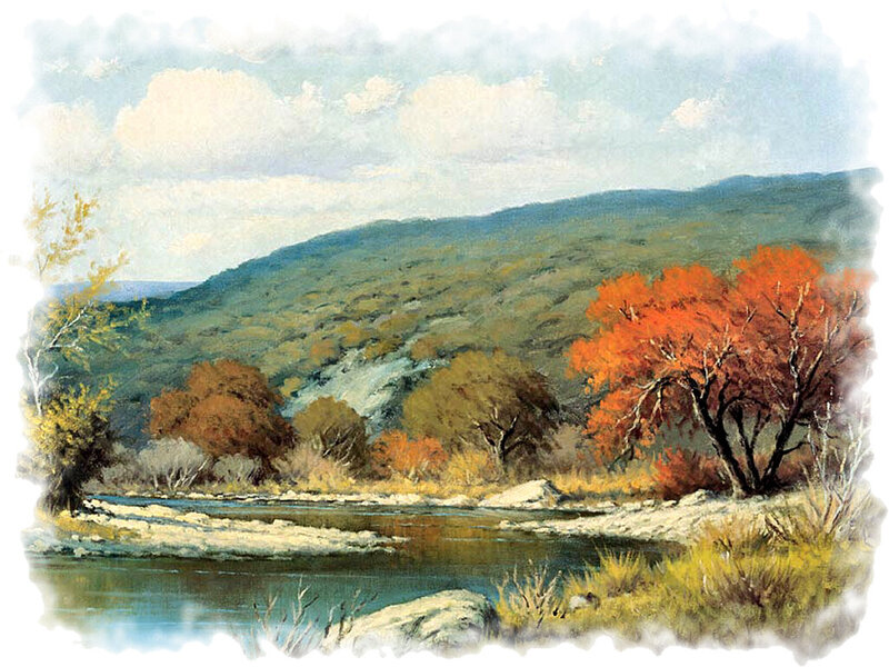 River in Autumn Valley — Orange