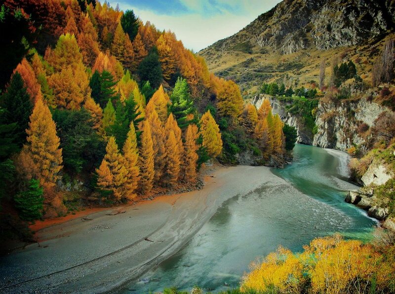 River in Autumn Valley — Yellow