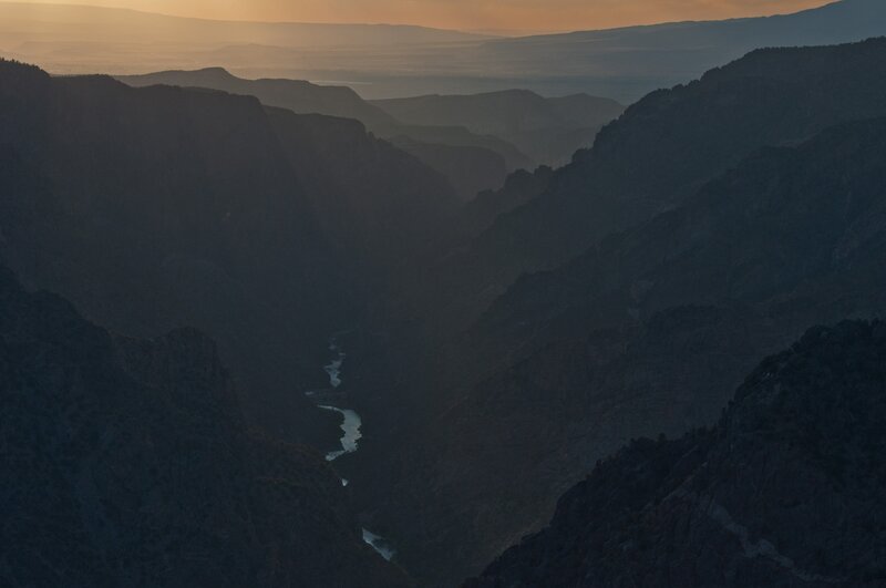 River in Canyon at Dusk — Brown