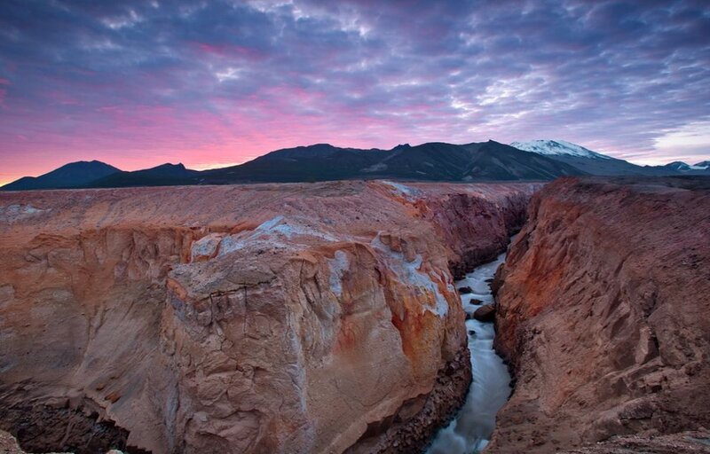 River in Canyon at Dusk