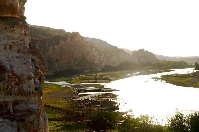 River in Canyon at Sunset — Brown