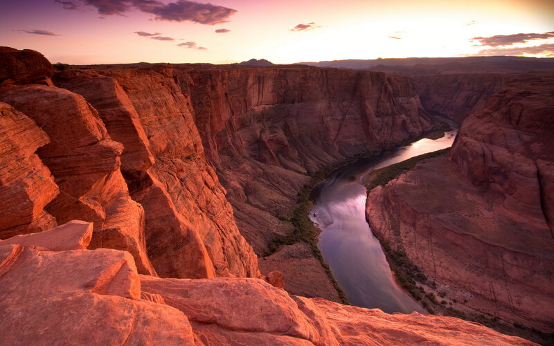 River in Canyon at Sunset — Red, Dramatic