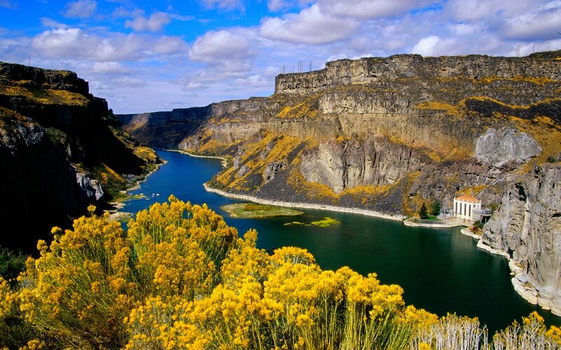 River in Canyon — Blue, Dramatic, Afternoon