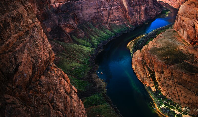 River in Canyon — Blue, Dramatic, Sunset