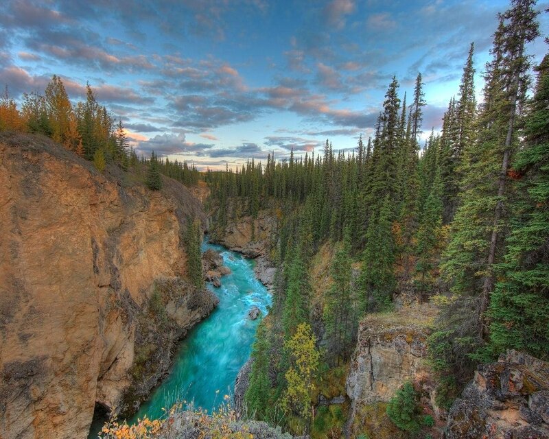 River in Canyon — Blue, Dramatic